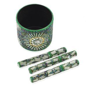 Beaded Pen Pot Set (3) Green Beaded Pens